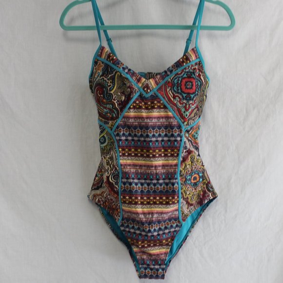 💙 KNOX ROSE Paisley Swimsuit Size M Turquoise Rare Find Perfect Condition - Picture 4 of 6